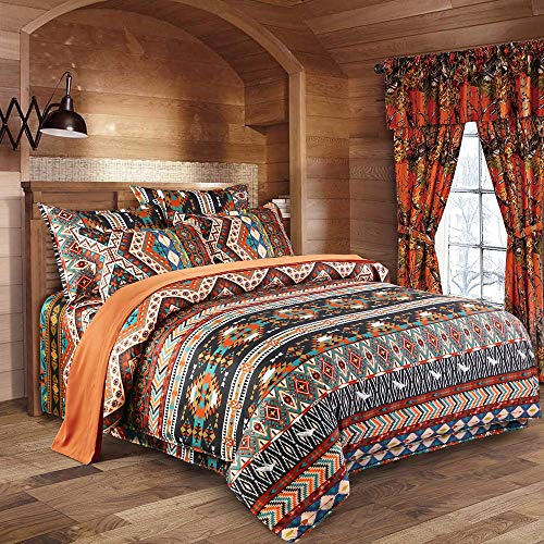 Sticker superb Etnico Tribal Boemia Blu Nero Triangolo Set Copripiumino con La Federa, Marocco Mandala Geometrico Banda Set Biancheria da Letto per Uomo Donna Regalo (Etnico Stile 3, 259x229cm)