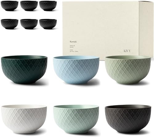 KIVY Juego de Tazones de Desayuno [6 x 850 ml] – Cuencos Grandes para Cereales y Sopas – Bol de ceramica para cocina