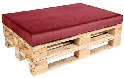 TexDeko BEZUG Easy-CLEAN für Palettenkissen (ohne Schaumstoff/Füllung) Replacement für Palettenpolster In & Outdoor (Sitzkissen 120x80x12cm Bordeaux)