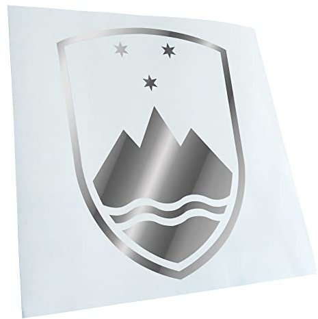 Kiwistar - Autoaufkleber - Slowenien Wappen - Chrom - 24x18cm - Heckscheibe Auto Aufkleber wetterfest für Kfz LKW Mofa Truck - Sticker außen selbstklebend Tuning Zubehör für Fenster Fahrzeug Scheibe