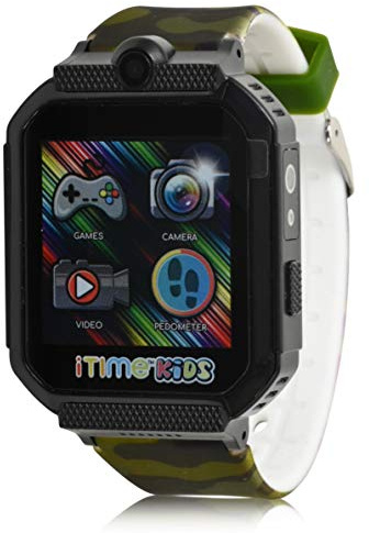 Accutime iTIME Kids Camouflage Interactive Smart Watch - Educational Tools, Fitness Tracker, Camera, Games, Temperature Sensor - Safe Tech for Children (ITK2001AZ)