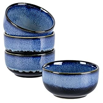 UNICASA Müslischale aus Porzellan, 10com 4er-set Snackschalen, Suppenschüssel Cornflakes Schüssel für 4 Personen, Blau