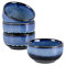 UNICASA Bols à Tapas et Sauces, Bols à Céréales en Couleur Bleu, Assiette Creuse à Dessert et Verrines de 4 Pcs pour Petit Dejeuner Micro-onde, Services de Table - Bleu