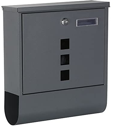 FP-TECH - CASSETTA POSTALE DELLA POSTA DA PARETE GIORNALI CON FINESTRA TARGHETTA SERRATURA CON CILINDRO E COPERTURA (Antracite - 30.5x33.5x9.6)