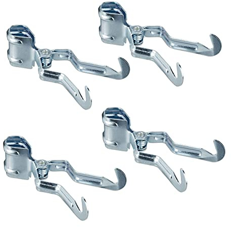 Relaxdays Klämkrok camping, set om 4, krokar för tältstänger, upp till 25 mm, metall, tältklädkrokar för klämning, silver