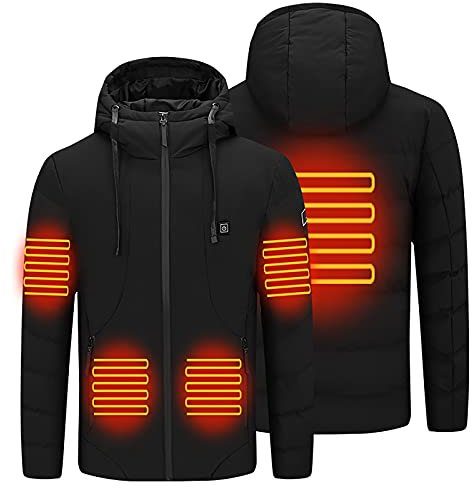 Battnot Beheizte Jacke mit 3 Heizstufen, USB Heizjacke Warme Beheizbare Jacken Herren Damen mit 5 Heizpaneelen Winter Warme Wintermäntel Outdoorarbeiten Skifahren Angeln Reiten Motorrad