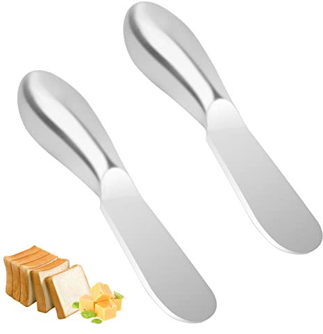 Pinsheng 2 Pezzi Coltello da Burro Coltelli da Formaggio, Coltello da Burro Multifunzione in Acciaio Inossidabile con impugnatura ergonomica cava per Spalmare Burro Crema Formaggio, 13.5×2.3 cm