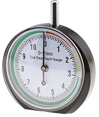 ECSiNG Jauge de Profondeur Bande Roulement de Pneu Type Cadran Professionnel Gamme d'outils de Mesure Portable 0-11mm pour Voitures Motos Camions Véhicules Tout-Terrain
