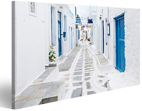 islandburner Bild auf Leinwand Mykonos Street Griechenland Wandbild Poster Kunstdruck Bilder