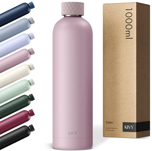 KIVY Edelstahl Trinkflasche 1l - Auslaufsicher & Kohlensäure geeignet