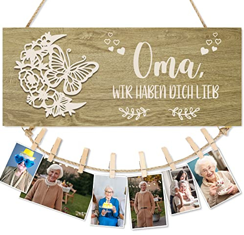 KAIRNE Oma Geschenk Holzschild „Wir haben dich lieb Geburtstag Muttertag