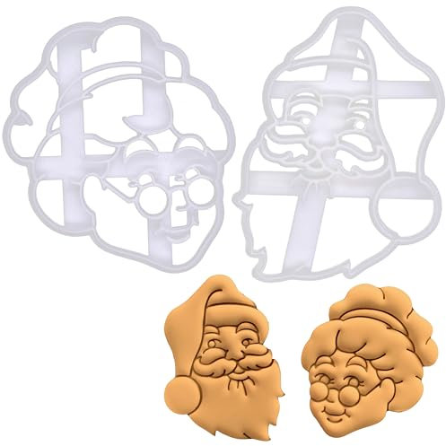 BAKERLOGY Sat von 2 Weihnachtsmann Ausstechformen (Formen: Mr Claus und Mrs Claus)