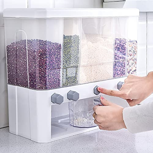 YNAADYH 5Grid Distributeur de céréales en plastique pour aliments secs 10 l
