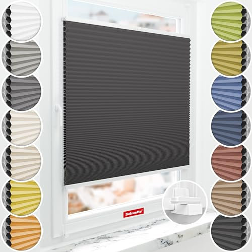 Schuette® Wabenplissee ohne Bohren ● Blackout x Honey ● Starry Night (Schwarz) ● 50x230cm (Breite x Höhe) ● Suprafix Klemmhalter X ● 60 Sekunden Montage