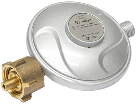 Generisch Druckminderer 50 mbar mit Außengewinde 1/4 Links - Propangas Anschluss, Gasdruckregler