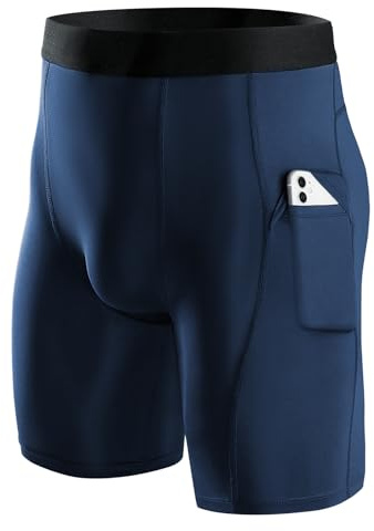 Niksa Confezione da 1 o 3 Pantaloncini a Compressione da Uomo Pantaloncini Base Layer da Corsa Pantaloncini da Allenamento da Uomo con Tasche per Cellulare Aderenti Asciutti e Traspiranti Pantaloncini