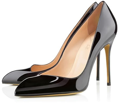 Rozhuhro Escarpins à Talons Hauts Classiques Couleur Unie pour Femmes, Escarpins fête à Talon Aiguille Tendance Chaussures Travail Confortables à Bout Pointu et fermé pour Mariage