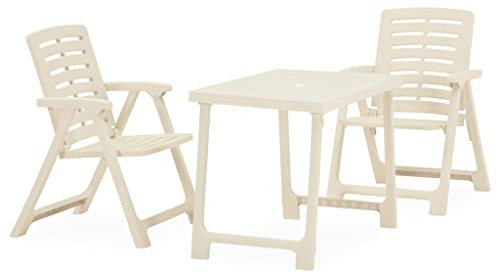 Outdoor-Möbel-Sets, 3-teilig, zusammenklappbar, Bistro-Set, Kunststoff, Weiß
