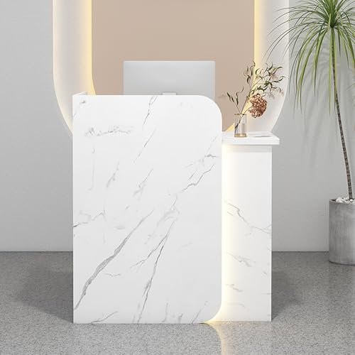 Weiße kleine Empfangstheke mit abschließbaren Schubladen, multifunktional, stehend, für den Einzelhandel, für Kasse, Lobby, Schönheitssalon, 80 cm