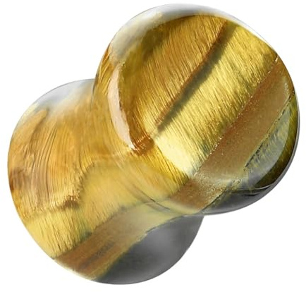 beyoutifulthings 1 plug d'oreille œil de tigre semi-pierre précieuse Piercing d'oreille Tunnel double évasé Fermeture sellette 5-25 mm, 8 mm, Pierre