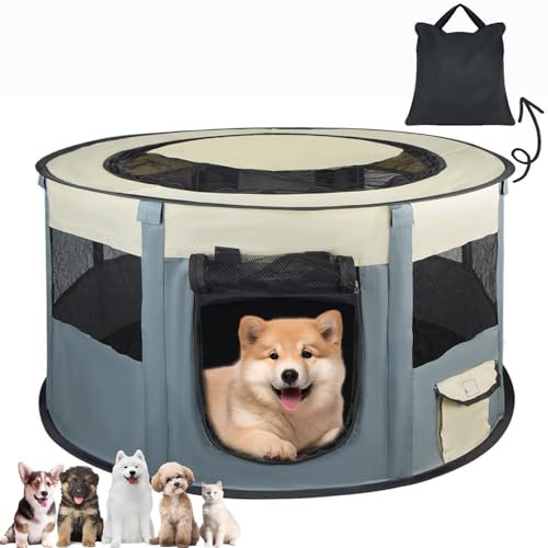 Welpenauslauf Laufstall Hund, Faltbar Wasserdicht Tierlaufstall, Welpenauslauf Indoor & Outdoor, Abnehmbar 72 x 40cm Haustier Hundezaun für Kleintiere,Hunde, Katzen, Hasen