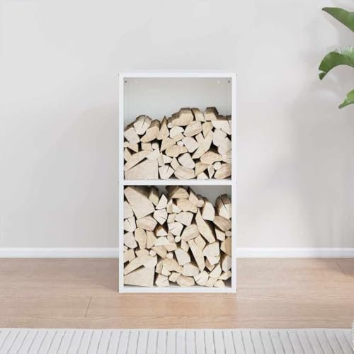 Homgoday Porte-bois de chauffage blanc 40 x 30 x 75 cm, porte-bûches d'intérieur, porte-bûches de chauffage, porte bois pour cheminée, bois d'intérieur, empilable poêle en bois