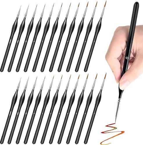 TTYSHIP® 22 Pièces Pinceau de Détail, Pinceaux Fins Détails, Pinceau Aquarelle Détail pour Miniature, Modèle, Ongles, Faciale Peinture, Huile (11 Tailles)