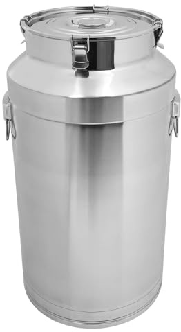 Bidone per il latte in acciaio inox, sigillato, per il trasporto del latte, con coperchio e manico singolo, per la casa, azienda agricola (88 L)