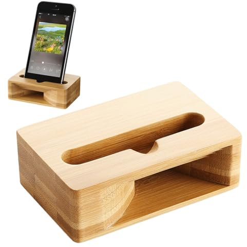 Enceinte de bureau en bois pour téléphone portable – Station d'accueil amplificateur passif, rehausseur audio naturel, amplificateur de son acoustique | Support mobile pour chambre à coucher, bureau