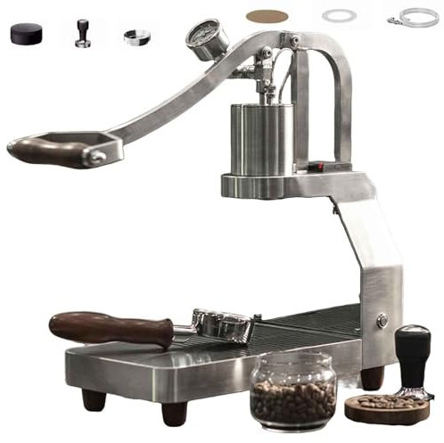 Manual Lever Espresso Maker,PID Precise Temperature Control Pressure Lever Coffee Machine with Solid Wood Handle,Portable Hand-Press Coffee Maker,for Commercial Home Outdoor