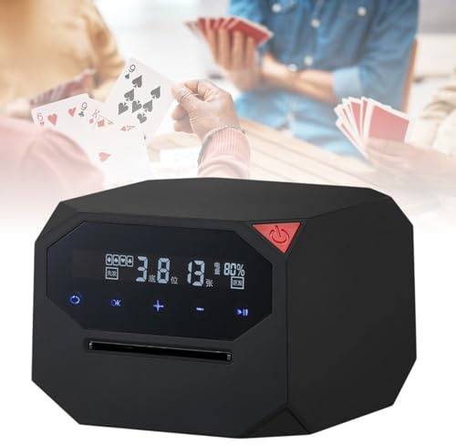 Automatic Shuffler and Dealer, Electric Card Shuffling and Dealing Machine for 1-2 Decks, 180° 360° Rotating Support 8 Players, Portable Card Shuffler for Poker, Blackjack, UNO, Texas Holdem (Black)