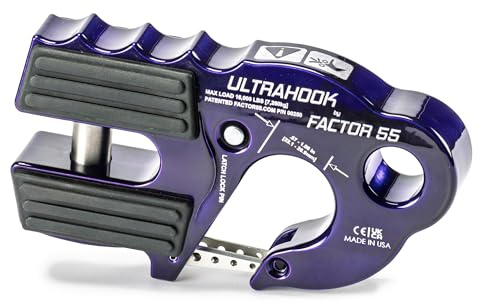 Factor 55 00250-15 Ultrahook Winch Hook Closed System Shackle Max Load 16,000 lbs ULT Strength Shackle Pin Mount 48,000 lbs Offroad 4x4 Adventure – Purple