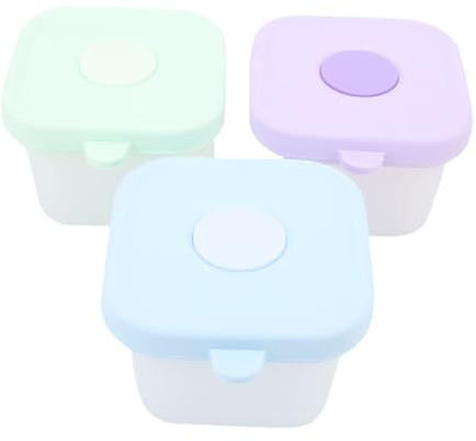 Fabater Piccoli Contenitori per Snack con Scala Trasparente con Coperchio per Bambini Confezione da 3 Contenitori per Alimenti in Silicone da 150 Ml