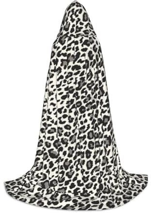 POCUK Leopardtryck mantel med huva för tonåringar halloween cosplay jul maskeradkostymer
