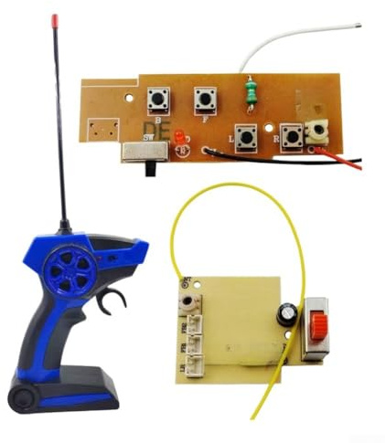 Minhe Kit de placa de transmisor y receptor de control remoto de 4 canales de 2.4 GHz para barcos, automóviles y tanques RC - Módulo PCB de plástico ABS con transmisión de señal estable (azul)