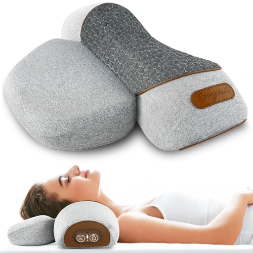 Spongiduits 3-in-1 Neck Massager Pillow | Massage Neck Hump - Heating, Vibration, Airbag Elevation & Memory Foam Support for Comfort (Grey)