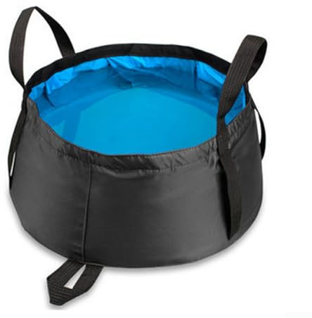 Bassin d'eau pliable de 8 L pour l'extérieur, le camping, les voyages, le nettoyage des fruits, le rinçage des animaux domestiques jusqu'à 90 °C (bleu)