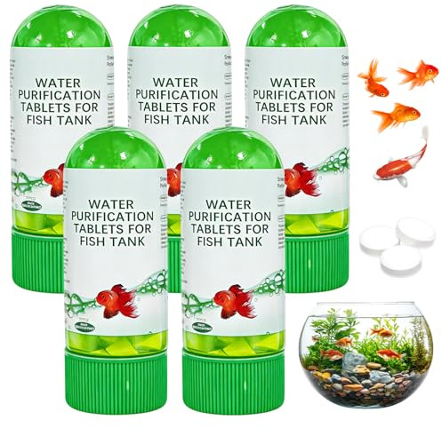 5 PCS Powerful Water PurIfication Tablets,Aquarium Water Algae Remover Fish Tank,Non-Irritating, Fish-Friendly Formula,Purify And Improves W-ater Quality