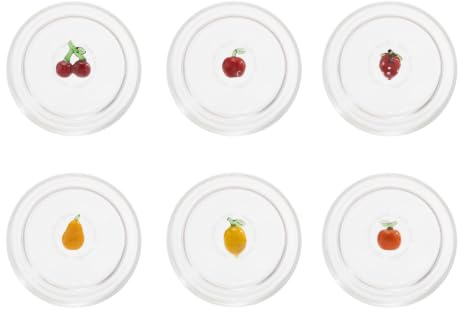 Zafferano Teca Frutta Mix - Set 6 Bicchieri in Vetro Borosilicato con Frutta - Tumbler 35 cl Doppio Fondo Decorato a Mano, Lavabili Facilmente