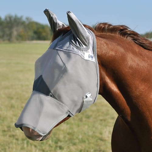 Cashel Crusader Fly Mask, Long Nose with Ears (Grey, Draft)