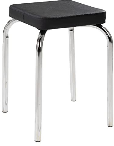 Sitzhocker Metallhocker Stapelhocker | Schwarz | Metall | Kunstleder