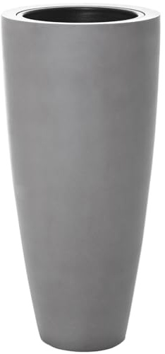 VIVANNO Pflanzkübel City Blumenkübel Fiberglas Beton-Optik Grau - 100x47 cm | Frostsicheres Pflanzgefäß für Außen & Innen, hohe runde Bodenvase inklusive passendem Einsatz für Garten und Wohnzimmer