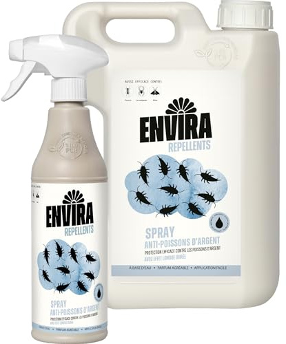 Envira Spray Contre Les Poissons d'argent - Anti-Poisson d'argent à Effet Longue durée - Inodore & à Base d'eau - 2L + 500 ML
