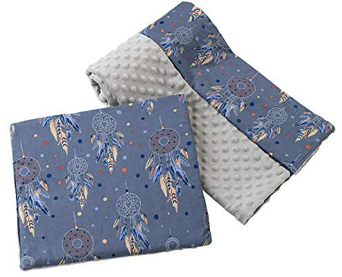 Medi Partners Couverture bébé avec Oreiller 100% Coton Minky pour Enfants Bilatéral 75x100 + 35x30cm Ensemble Multifonctionnel pour Un lit