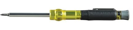 Klein Tools 32613 Multi-Bit Screwdriver, Precision HVAC 3-in-1 Pocket Screwdriver with Phillips, Slotted and Schrader Bits