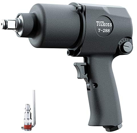 Llave de impacto de aire de 1/2 pulgada, pistola de impacto de doble martillo, 500 pies libra, entrada de aire de 1/4 pulgada, velocidades ajustables, negro mate, herramientas neumáticas