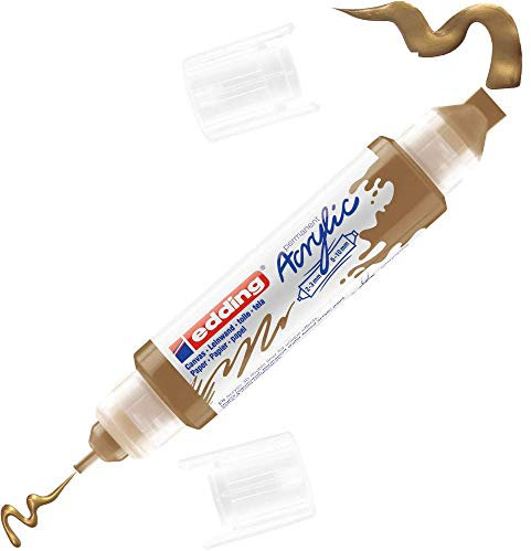 edding 5400 Pennarello Acrilico 3D Double Liner, Oro Prezioso- 1 Tubetto di Vernice Acrilica, Doppia Punta 2-3,5-10Mm, Pittura Acrilica per Tele, Tavole, Legno, Colori Impermeabili di Alta Qualità