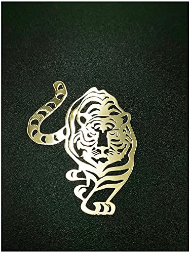 HUARONG 2pcs Gold Metal Tigher Badge Chrome Decal Logo Signs Mobile Phone Cellphone Laptop Ipad Case Cover Box Skin Stickers (Gold)