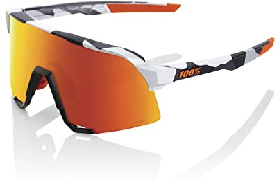 100% S3 Soft Tact Grey Camo Fahrradbrille, Weiß/Schwarz/Orange, Gläser Orange/Rot
