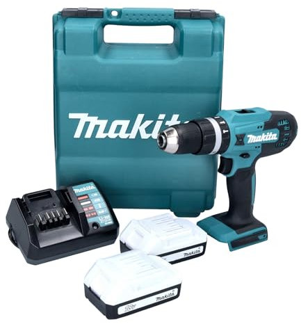 Makita HP488DWAE Schlagbohrschrauber + 2 Akkus 18 V 2 Ah Li-Ion + Transportkoffer